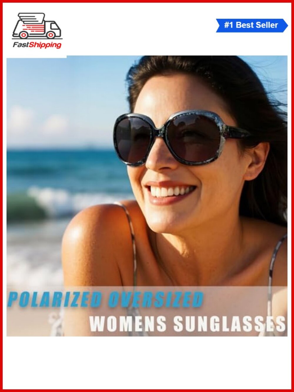 โจ Oversized Polarized Sunglasses Full Coverage Square Wrap Around UV400 Women - Picture 2 of 6